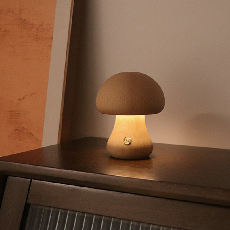 Wooden Mushroom LED Night Light with Touch Switch for Bedroom Decor | Luxuera