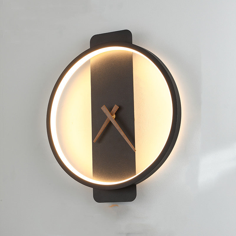 Nordic Wall Lamp with Clock | Modern Bedroom Bedside LED Light Fixture – Luxuera