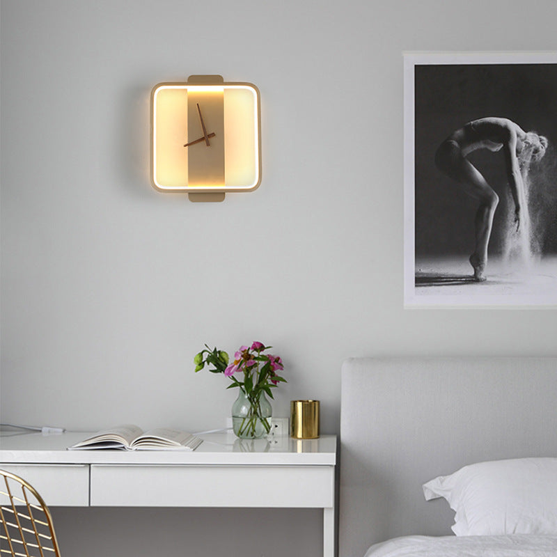Nordic Wall Lamp with Clock | Modern Bedroom Bedside LED Light Fixture – Luxuera