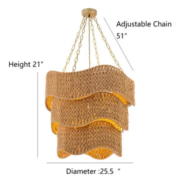 Contemporary Modern Braided Woven Coastal Chandelier