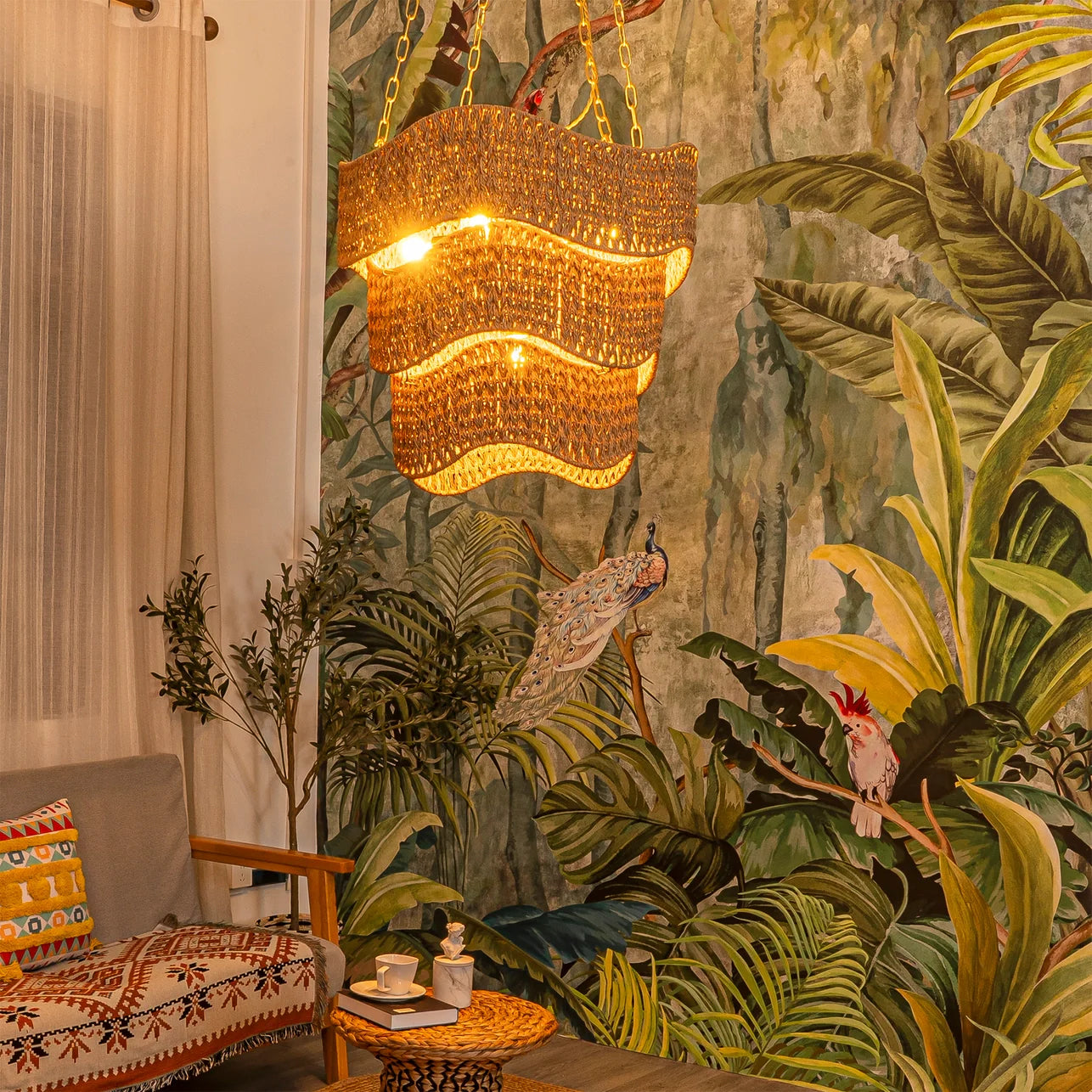 Contemporary Modern Braided Woven Coastal Chandelier