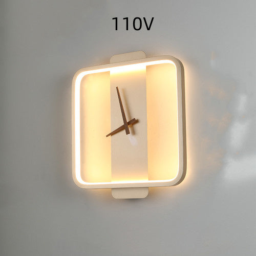 Nordic Wall Lamp with Clock | Modern Bedroom Bedside LED Light Fixture – Luxuera